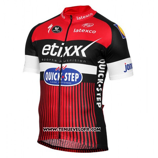 2016 Maillot Ciclismo Etixx Quick Step Rouge et Noir Manches Courtes et Cuissard